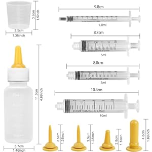 Pet Nursing Bottle,Puppy Bottles for Nursing,Kitten Nursing Bottle,Mini Pet Feeding Bottle and Syringes with Nipples for Newborn Rabbits, Small Animals, Squirrel,Small Breed Puppies