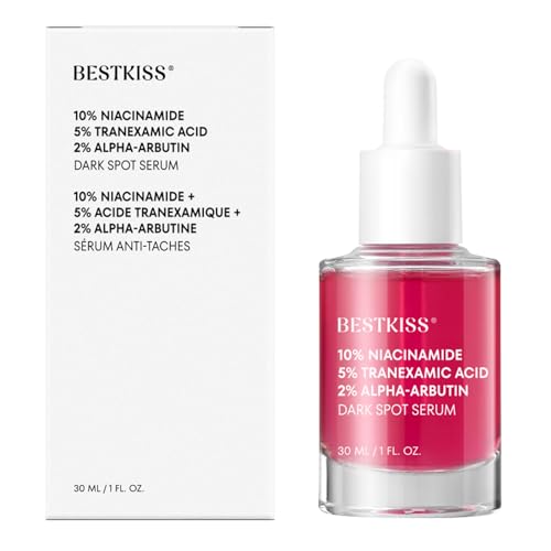 Bestkiss 10% Niacinamide 5% Tranexamic Acid 2% Alpha-Arbutin Dark Spot Serum with Ceramides, Hyaluronic Acid Centella & Asiatica - Vegan Paraben Fragrance Cruelty Free 1 FL OZ