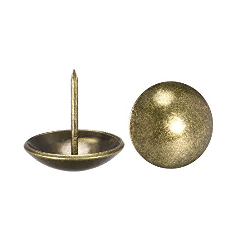 sourcing map Upholstery Nails Tacks 25mm Dia 25mm Height Retro Round Thumb Push Pins Bronze Tone for Furniture Sofa Headboards, 20 Pcs