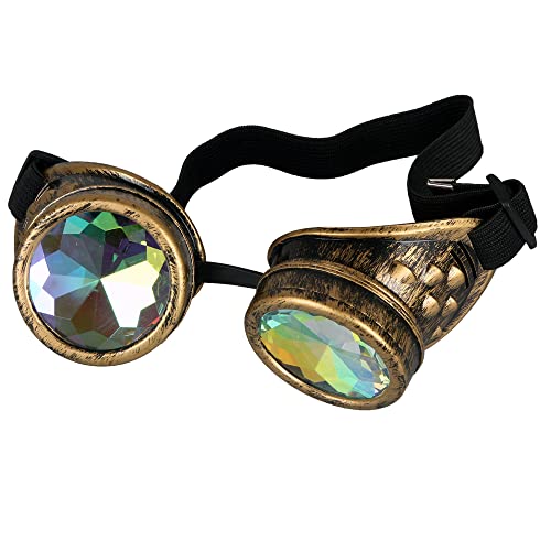 Image of 3-5 Days Delivery Kaleidoscope Rave Rainbow Crystal Lenses Steampunk Goggles