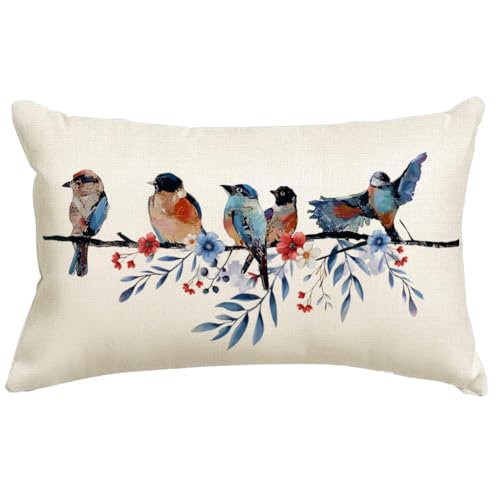 RABUSOFA 4th of July Memorial Day Patriotic Lumbar Throw Pillow Cover,12x20 Inch Red...
