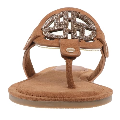 Image of Pierre Dumas Women's Medallion Vegan Slide Thong Flip Flop Flat Sandal