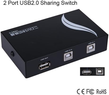 Milkee 2 Port USB Printer Sharing Switch Metal Housing Push Button