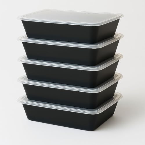 Image of Disposable Rectangle Containers for Food - 750ml Food Packing Box with Lid | Microwave & Fridge Safe Parcel Box | Pack of 25 Use & Throw Boxes for Storage
