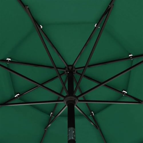 Sombrilla verde de 3.5m con manivela inclinable y mastil de aluminio 5