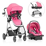 Evenflo Omni Plus Modular Travel System with LiteMax Sport Rear-Facing Infant Car Seat (Brizo Pink)