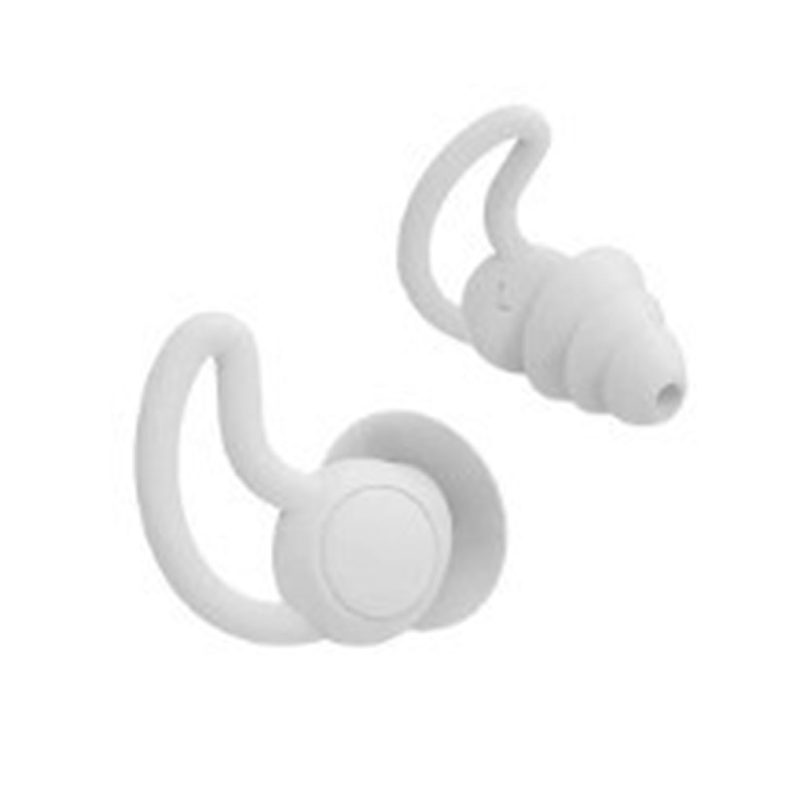 Bouchons d'oreilles en silicone souple 3 couches réutilisables avec suppression du bruit pour voyage (blanc)