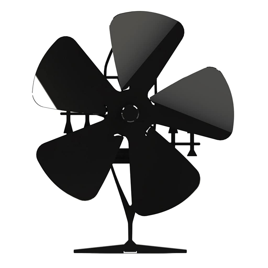 5-Blade Stove Fan Aluminum Alloy Fan Replacement Heat Powered No Battery Needed Heat Powered for Wood Stove