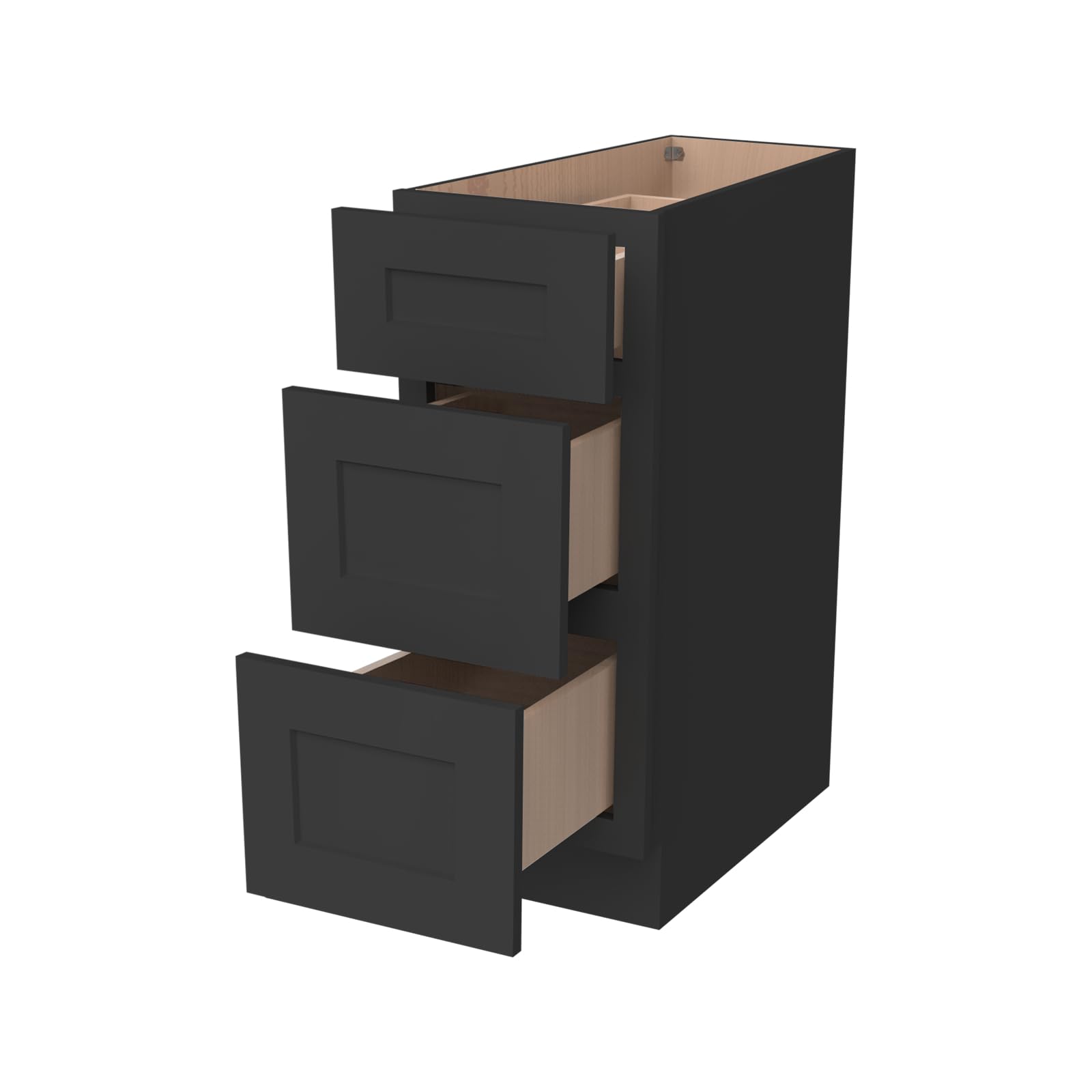 CozyHommie 18 Inch Base Cabinet Charcoal Black 3 Drawers