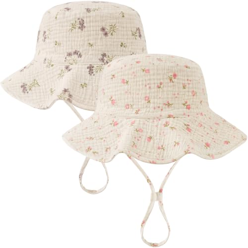 Image of Muslin Baby Sun Hat Sun Protection Baby Toddler Bucket Hats for Boys Girls