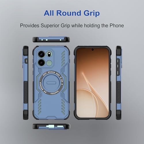 Image of amazon basics Back Case Cover for OnePlus Nord CE 6 | Magnetic Case with Built-in Metal Ring | Supports MagSafe Charger, Wallet & Car Mount | Shockproof Hybrid PC + TPU | Blue