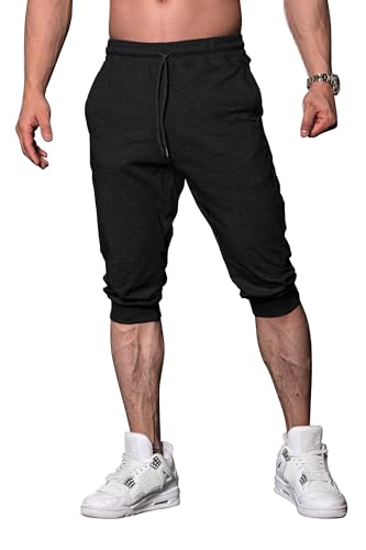 FIRSTGYM Mens Workout 3/4 Jogger Pants Tapered Fit Sweatpants Casual Joggers3