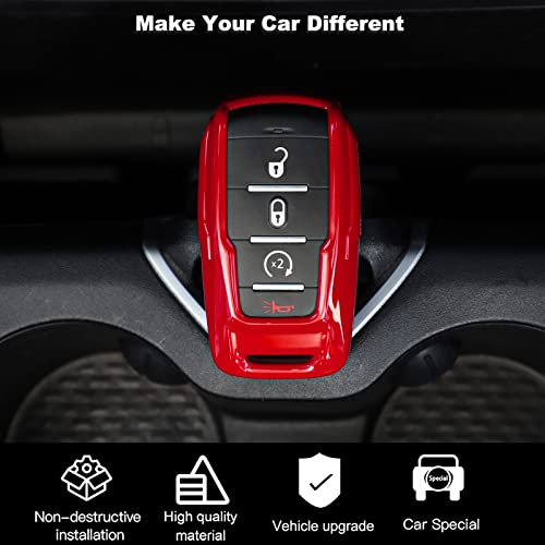 Image of Key Fob Case Cover Key Bag Holder Protection Shell Accessories for Dodge RAM 2018-2026,Red