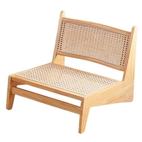 Fauteuil moderne en rotin du milieu du siècle – Design élégant sans accoudoirs pour salon, maison, bureau, chambre d'amis, balcon et terrasse, cadre en...