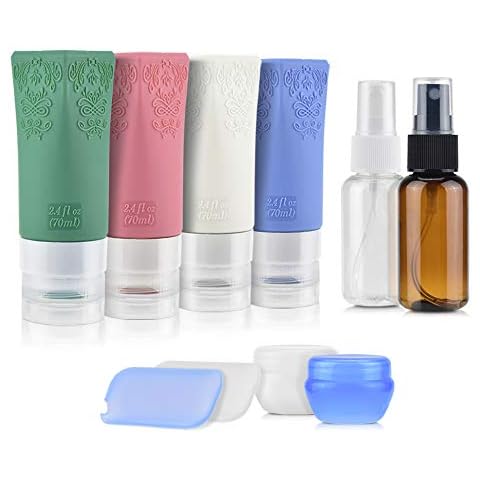 Alcoon Reiseflaschen, nachfüllbar, TSA-geprüft, auslaufsichere Reisebehälter für Körperpflegeprodukte, ALCOON Kosmetikbehälter im 10er-Pack, BPA für Shampoo, Lotion, Flüssigkeiten - Damen Cover