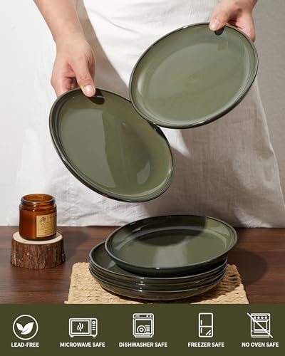 Image of Pokini Ceramic Dinner Plates Set of 6, 8inch Salad, Dessert Plates Dishes