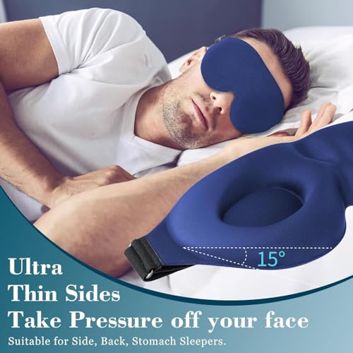 Image of Cooling Sleeping Eye Mask with Adjustable Strap, Soft Fabric, Night Blindfold for Comfort and Travel