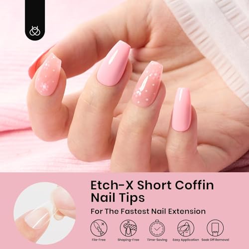 Image of Beetles Gel Nail Tips Short Coffin 576 PCS Half Matte Pre-Shape Fake Nails 12 Sizes Full Cover Acrylic False Nails Extension DIY Manicure Gifts for Women