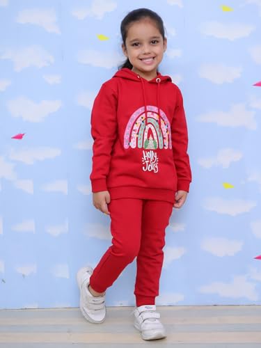Image of The Mom Store Kids Sweatshirt With Joggers Set| Cotton With French Terry | Cute Prints | Warm | For Boys & Girls | Trendy Winter Sets For Kids | Hoodie And Sweatpant Set