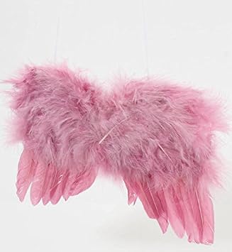 Factory Direct Craft Package of 4 Rose Pink Marabou and Real Feather Angel Wing Ornaments for Crafting and Displaying