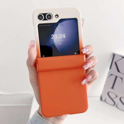 Coque Samsung Z Flip 5 antichoc fine rigide à charnière orange