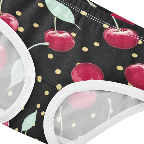 Wusikd Cherries Polka Dots Girls' Underwear Cotton Girls Briefs Soft Toddler Underwear 2T4