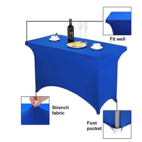 Image of FORLIFE 2Pack Spandex Table Covers,Fitted Tablecloth for Rectangular Tables, Stretch Patio Table Covers, Universal Spandex Table Cover for Wedding, Banquet, Party (4ft, Royal)