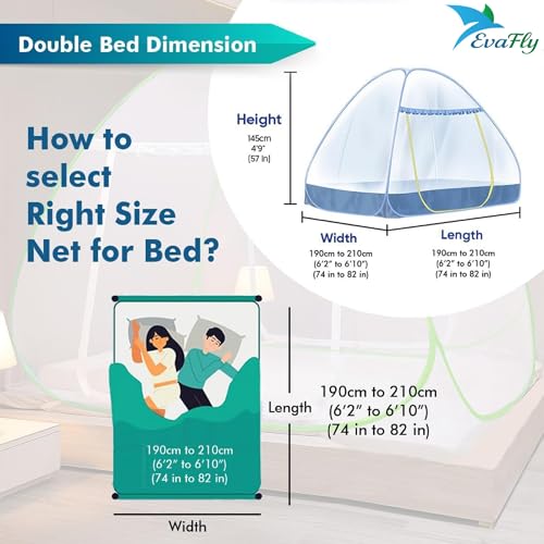 Image of Evafly Mosquito Net for Double Bed | Heart Design (Limited Edition) | King Size Foldable Machardani | Polyester 30GSM Strong Net | PVC Coated Corrosion Resistant Steel Wire - Green