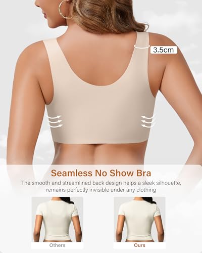 Image of Wireless Bras for Women No Underwire Seamless Full Coverage T-Shirt Bra