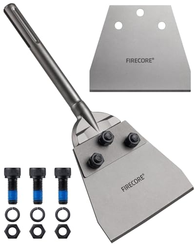 SDS Max Floor Scraper with Replacement Blade Firecore 5.5 Inch by 12.5 Inch Heavy Duty Thinset Removal Chisel Bits for SDS Max Rotary Hammer Drill Adhesive Remover Bit for Ceramic Tile Mortar Floor