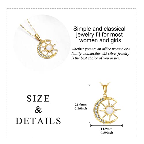 Kecho Moon Necklace Mothers Day Gifts 14K Gold Moon Necklace For Women Real Yellow Gold Crescent Moon And Star Opal Pendant Necklace Jewelry Christmas Gifts For Girls Wife Daughter Girlfriend Mother #TOP4