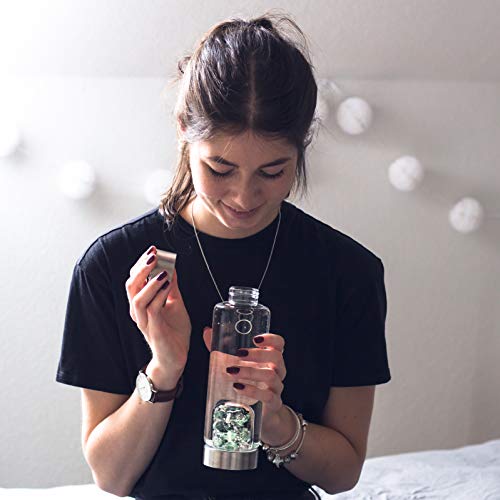 VitaJuwel ViA VITALITY | Crystal Water Bottle with Emerald & Clear Quartz - Regeneration, Rejuvenation & Renewal - Image 6