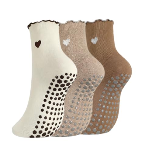 Image of Grip Socks Pilates,Cute Pilates Socks for Women, Ruffle Grippy Sock for Yoga Barre Hospital
