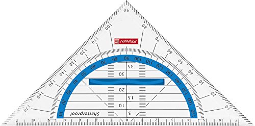 Brunnen 104975933 - Triangolo geometrico Colour Code (per scuola e ufficio, 16 cm, infrangibile, impugnatura ergonomica) blu/azzurro