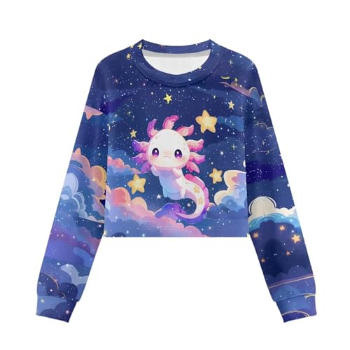 Cropped Tops for Girls 5-14Y Long Sleeve Tees Shirts Trendy Dance Sweatshirts Sportwear Machine Washable4