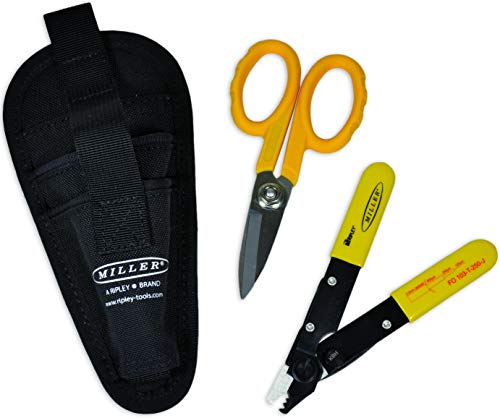 🔥 Flash Sale Miller MA01-7000 Kit, FO 103-T-250-J 3-Hole Fiber Optic Cable Stripping Tool and KS-1 Kevlar Scissors, Easily Portable Tool Set with Belt Clip Pouch for Professionals