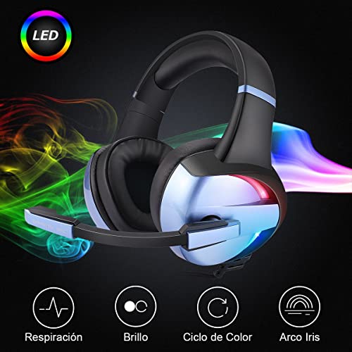 Melitt -7 Casque de Jeu avec Microphone Surround Basse Casque Audio Annulation de Bruit LumièRes LED pour PC - Les Beatles, Paul McCartney, John Lennon, RIngo Starr, George Harrison Melitt -7 Casque de Jeu avec Microphone Surround Basse Casque Audio Annulation de Bruit LumièRes LED pour PC – Image 5