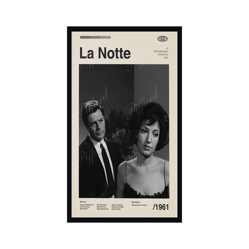 Image of BLINKART La Notte Movie Poster Frame 8x12 Inch | Premium 300 GSM Paper Wall Print | Mid Century Vintage Film Artwork for Home, Bedroom, Living Room, Office | Framed Photo Decor