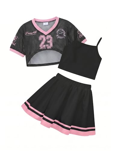 Image of PureChapter Tween Girls 2 Piece Outfits Short Sleeve Tops and Pleated Skirt Set, Cute Pleated Skirt for Girls Size 7-14