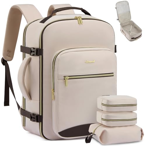Image of LOVEVOOK 50L Travel Backpack Flight Approved Carry on Backpack,3 Packing Cubes,Waterproof Personal Item Travel Bag,TSA Carry on Luggage Suitcase Travel Essentials,Gifts for Women & Men,fits 18 inch Laptop