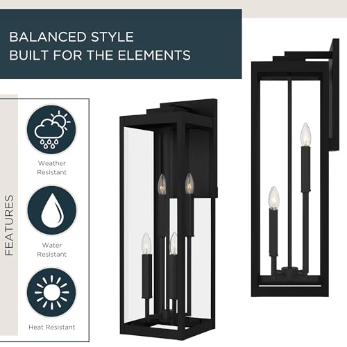 Image of Quoizel Westover 30 inch Outdoor Wall Lantern, Earth Black | 4-Light, Clear Beveled Glass, E26 Base, ETL Wet Rated