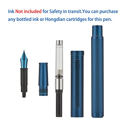 Image of Dark Blue Forest Fountain Pen Fine Nib Classic Design with Converter and Metal Pen Case Set by Asvine