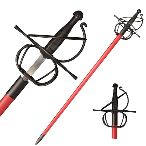 MEIXIAOZHOU 43.5 Unsharpened Renaissance Rapier Sword Swept Hilt Stainless Steel Fencing Sword with Black Scabbard for LARP Cosplay Collection & Costume Display