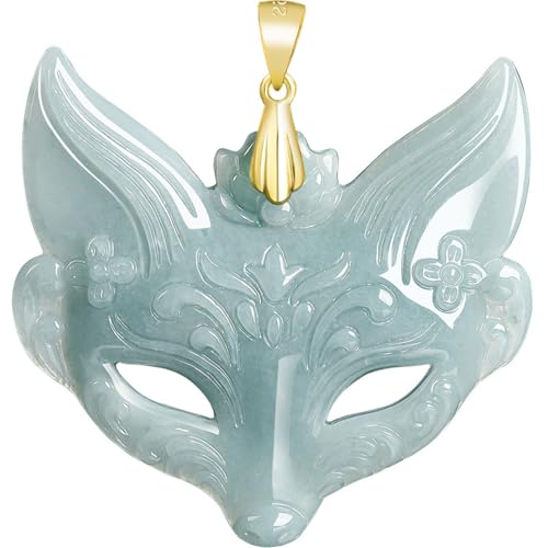 Collier renard à neuf queues bleu en jadéite véritable de qualité A