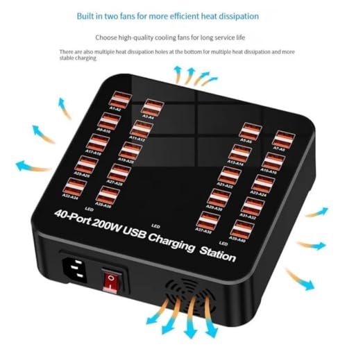 Image of Smart 40 Ports USB Hub Charging Station Power Outlet Multi Port Speed Dock Charger Suitable for Hotels, Shops, Schools, Shopping Mall and Travel - Black (40 USB Port)
