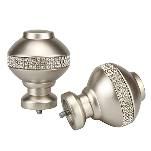 Ilaisihome Decorative Curtain Rod Finials Luxury Rhinestones Silver Round Finials cover