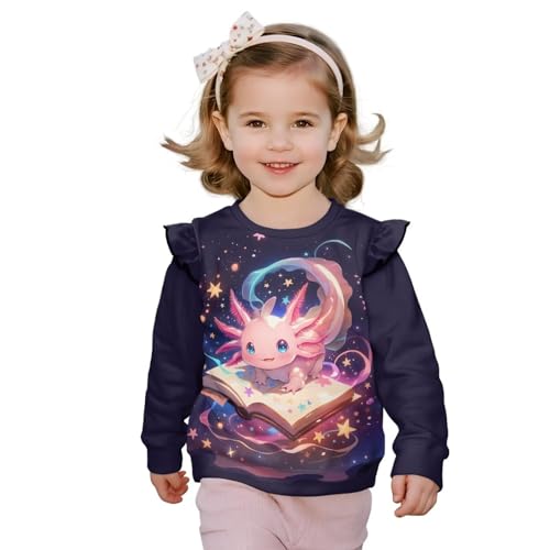 Axolotl Sweatshirt Toddler Clothes Cute Long Sleeve Shirt for Girls Fall Sweatshirts Pullover Tee Tops 1Y-8Y3