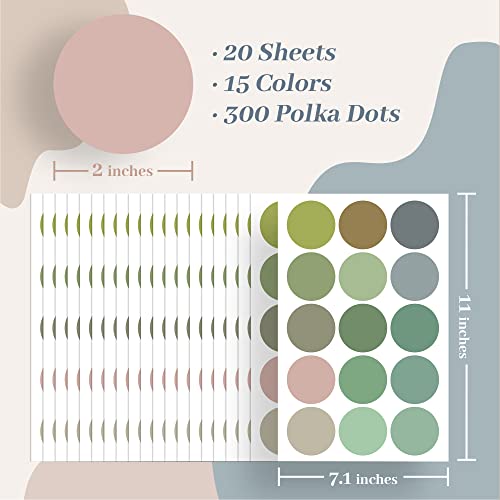 300 Pcs Polka Dot Wall Decals, Colorful Girls Room Decor Circle Stickers For Kids Bedroom Living Room, Classroom, Playroom Decor Removable Vinyl Wall Stickers Dots Wall Decals (2Inch Each, 15 Colors) #TOP1
