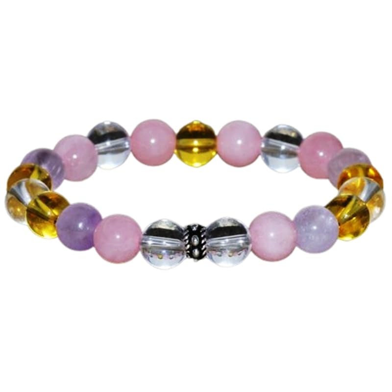 Natural Citrine, Rose Quartz, Amethyst & Clear Quartz 8mm Round Shape Smooth Cut Beads Stretchable Bracelet For Men & Women. Unisex Bracelet For Healing & Meditation|LW_BRST_02849-image-32