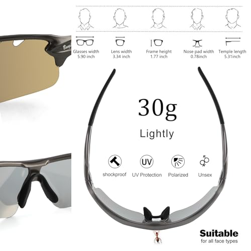 Image of BangLong Polarized UV400 Sports Sunglasses with 5 Lenses for Men Women